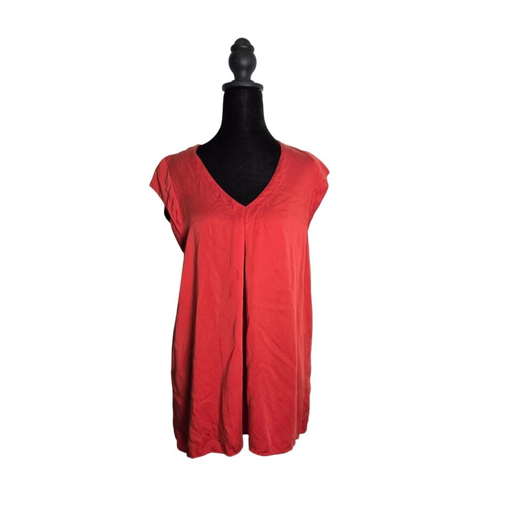 Maeve by Anthropologie orange V-Neck Modal Tunic Top Cutout Back